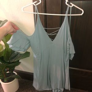NWT Cold Shoulder, Lace up Back, Romper